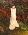 Valkopukuinen nainen   60x80